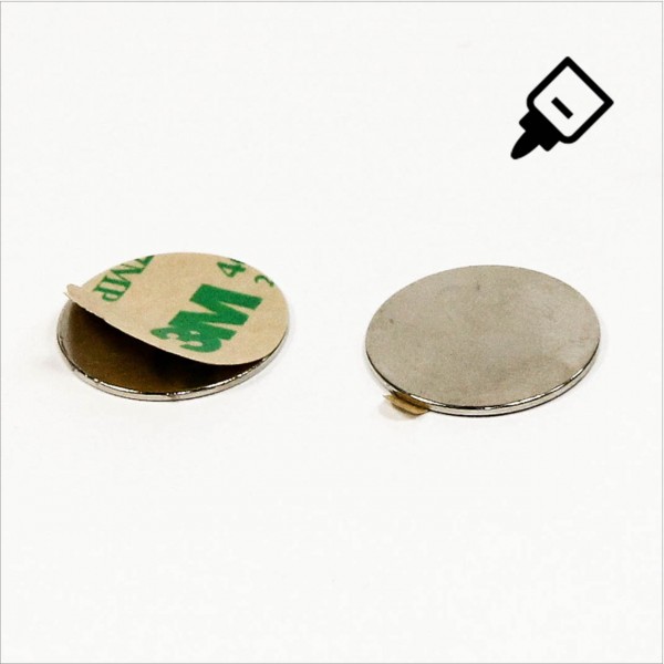 D22x1mm - N42 NdFeB Scheiben Magnet mit 3M Tab - NiCuNi - S�d