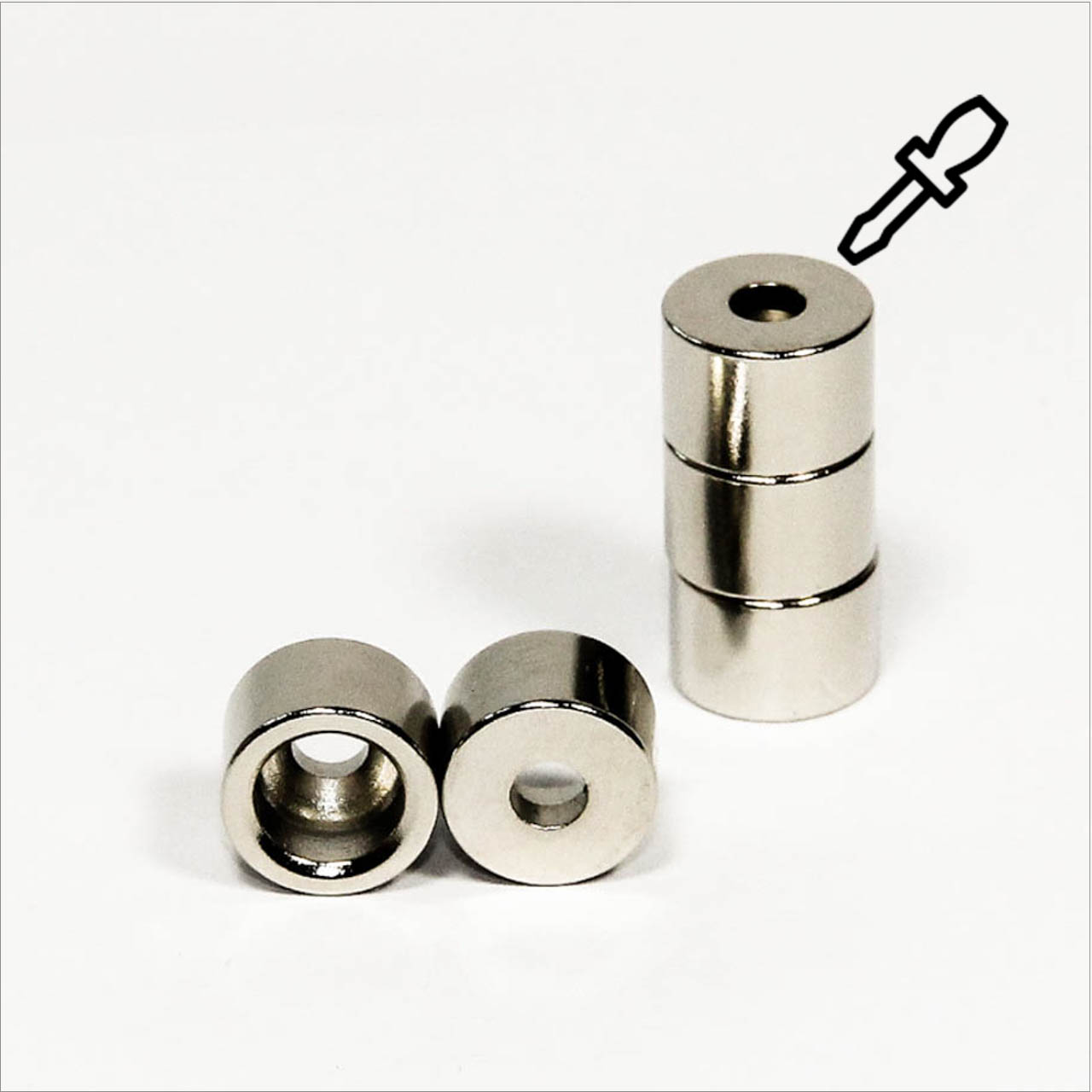 Ringmagnet 12-4,2x8mm Neodym N45 mit Aussparung Nord