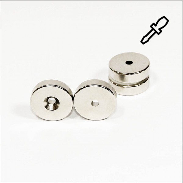 D25-d4,3x7mm - N40 NdFeB Ring Magnet mit Senkung N - NiCuNi