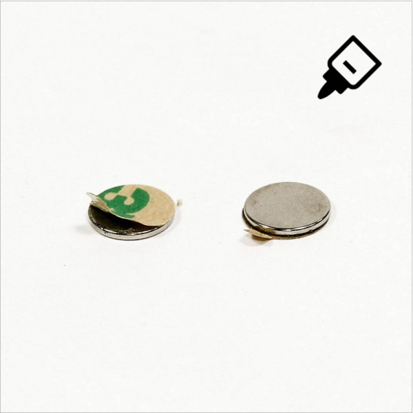 D10x1mm - N42 NdFeB Scheiben Magnet mit 3M Tab - NiCuNi - Nord