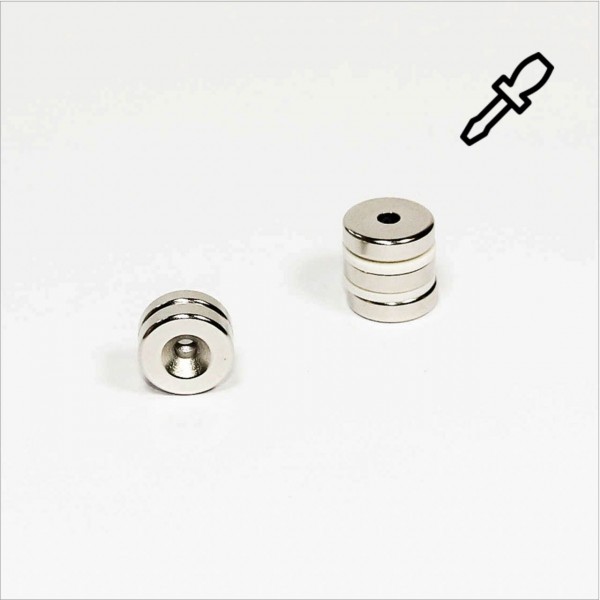 D18-d4,3x5mm - N45 NdFeB Ring Magnet mit Senkung S - NiCuNi